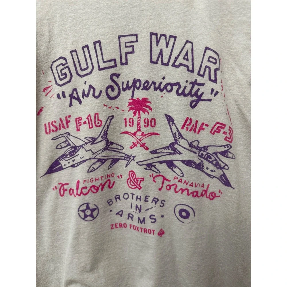 Zero Foxtrot Gulf War Air Superiority F-16 Tornado Graphic T-Shirt Mens Large - Picture 4 of 7